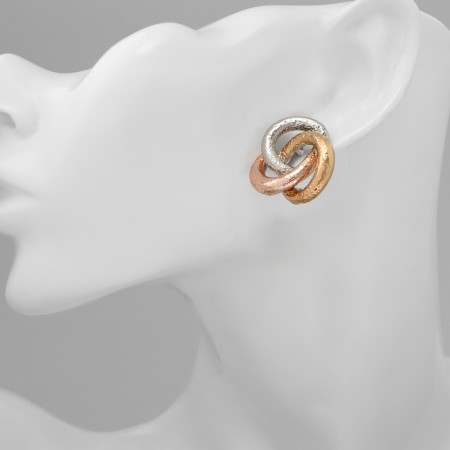 Earrings Metal "Weave" Trio, color silver-gold-3