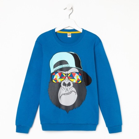 Sweatshirt for a boy, blue color, height 128 cm-5