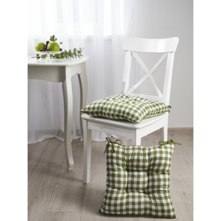 Green Check chair, size 40x40 cm, green color-3