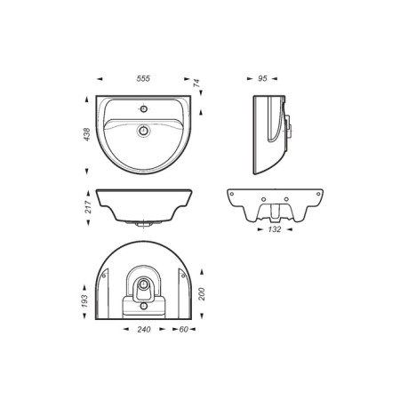 Sanita Sanita shell 55, with a hole for the mixer, white-5