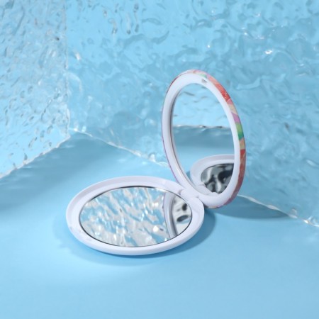 Folding mirror "flowers", d = 7.5 cm, pink color-3