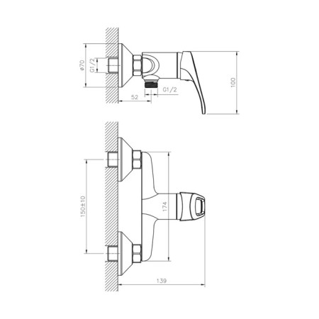 Decoroom DR21056 shower mixer, single -leaf, without spout, watering can, chrome-1