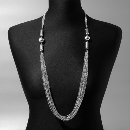 Beads "madness" balls, color silver, l = 90 cm-2