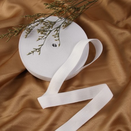 Knitted elastic, 25 mm, 25 ± 2 m, white color