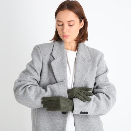 Gloves are female, dimensionless, without insulation, khaki color-3