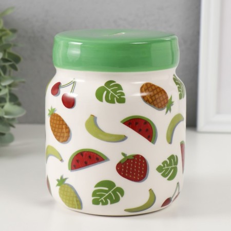 Pig a case of ceramics "Bank with fruit" 11.5x11.5x14.3 cm-1