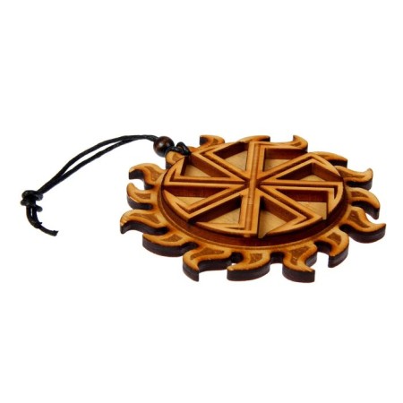 The amulet "Kolovrat" is large, cedar, brings luck and fertility-1