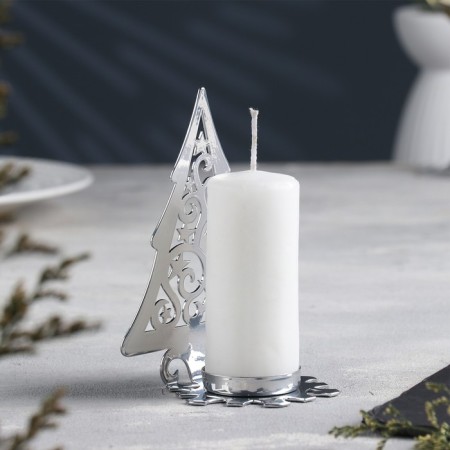 Climb "Christmas tree with stars" metal for one candle, 10x13 cm, chrome-1