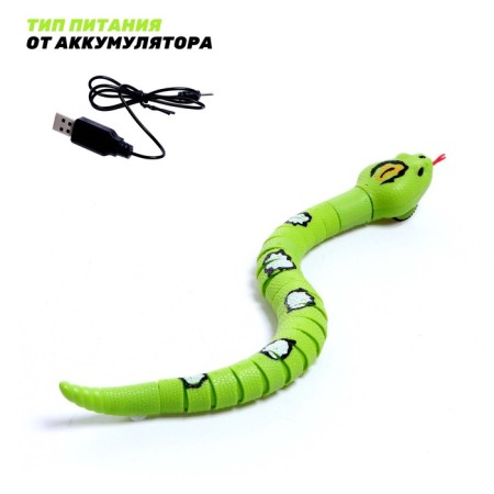 The radio -controlled “jungle” snake works on the battery, the color is green-2