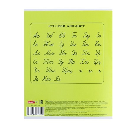 A notebook of 12 sheets in a frequent slant with an additional horizontal line "Classic", cover coated paper, offset block, mix-11