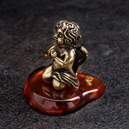 Souvenir "Angel with wings", brass, amber-1