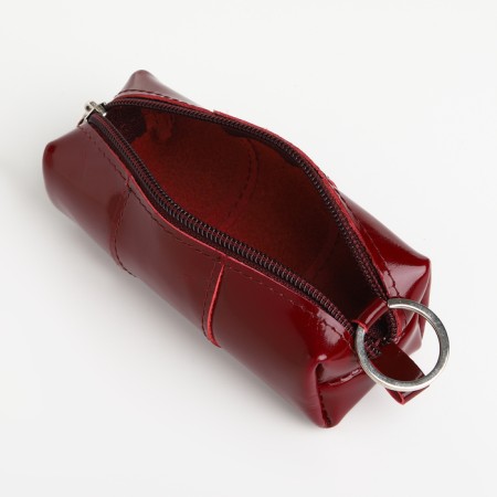 Pocket Key on the zipper, Textura, length 12.5 cm, ring, burgundy color-2