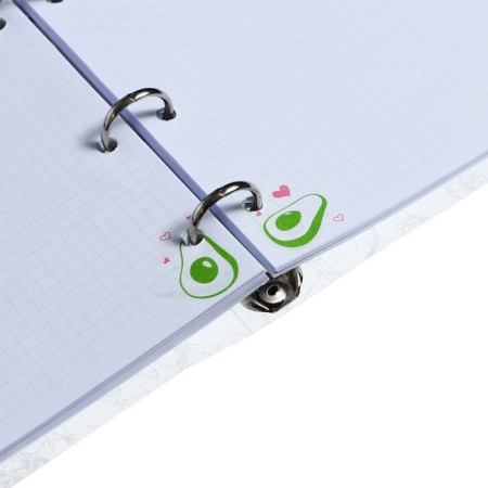 Notebook on rings, 80 sheets in the cell "avocado. Love", plastic cover, foil embroidery, shift block 70 g/m2-4