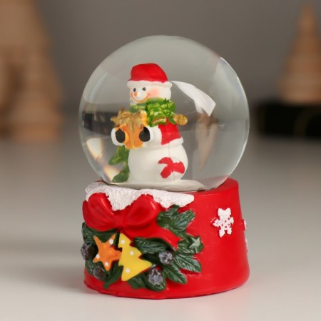Souvenir Polystone Water Ball "New Year's character with a bow, Christmas tree" MIX 4.7x4.7x6.5 cm-5