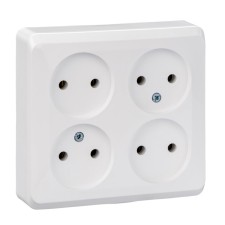 Розетка четверная SE "Этюд", 16 А, 250 В, накладная, без з/к, IP20, белая, PA16-205B