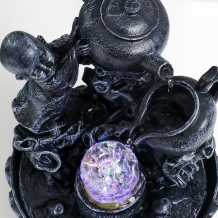 Table fountain with backlight "Little Buddha with a teapot" 25x19.5x19.5 cm-4
