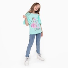 T -shirt for girls, mint color, height 110 cm