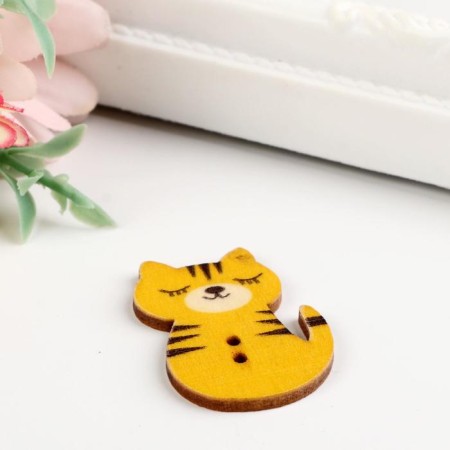 Buttons wood for creativity 2 punctures "kittens" set of 10 pcs 3x2.1x0.2 cm-2