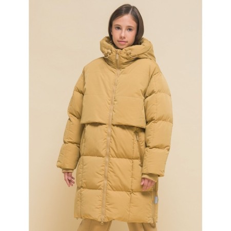 Coat for girls, height 128 cm, beige color-1