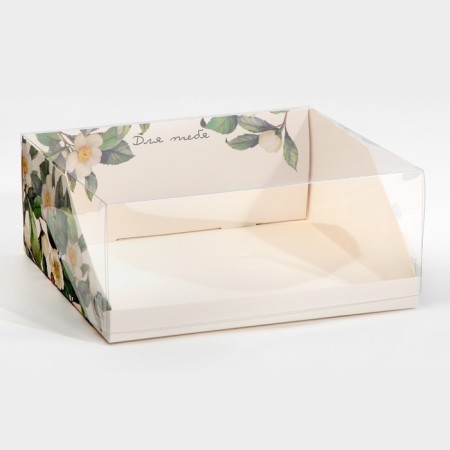 Confectionery box with PVC lid, packaging, "flowers", 25 x 22.5 x 10 cm-1