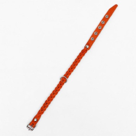 Collar leather weaved, 1.2 x 36 cm, Osh 20-30 cm, red-2