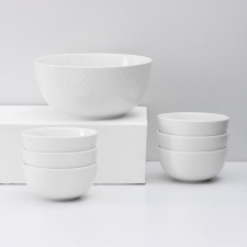 A set of porcelain salads Wilmax “Julia Vysotskaya”, 7 objects: large salad bowl d = 20 cm, small salad bowls d = 12 cm, white color