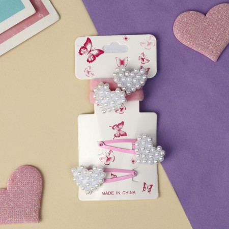 Hair set "Jeannette" (2 elastic bands, 2 invisibility) hearts