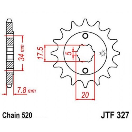 Front star, host JTF327, steel, chain 520, 13 teeth