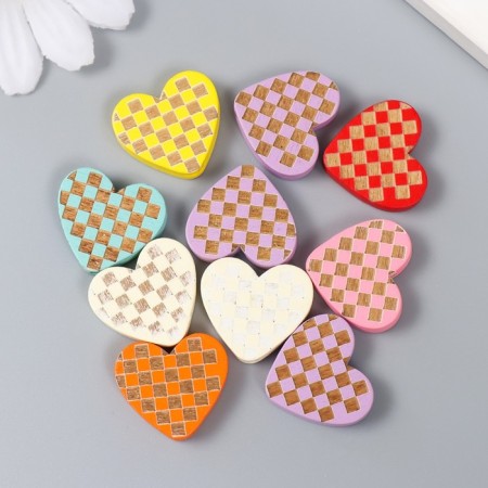 A set of beads for creativity wood "heart in the cell" set 10 pcs 2x2x0.5 cm