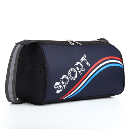 Sports bag with lightning, long belt, black/blue/tricolor color