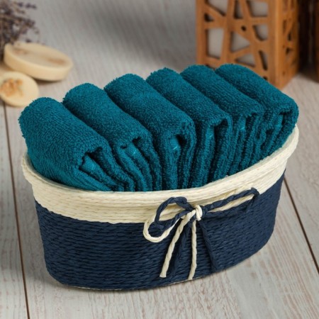 Set of terry decorative napkins of Ethel, 30x30cm-6pcs, blue, 100% cotton