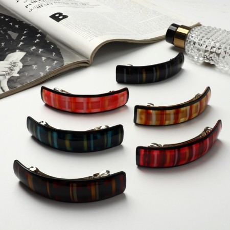 Halfish hair clip "Avior" stripes, 9 cm, mix-2