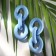 Earrings Metal "Chain" Round link, Blue color