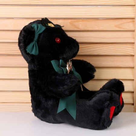 Soft toy "Bear" with a green bow, 31 cm-2