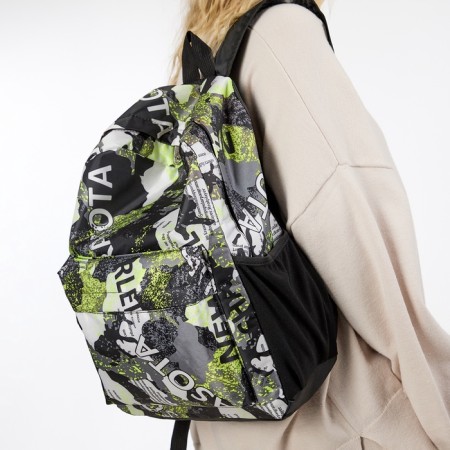Youth backpack from textiles, 3 pockets, yellow/gray color-6