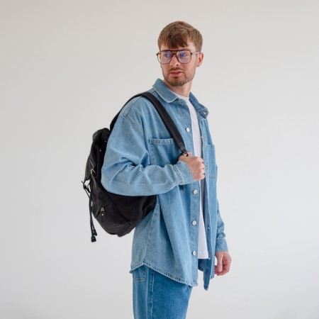 Male City Backpack, Textura, Textile, Black Color-6