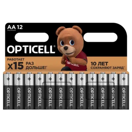 Alkalin battery Opticell, AA, LR6-12BL, 1.5V, blister, 12 pcs