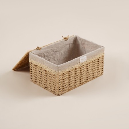 Basket for storing manual weaving with a lid, paper 40x30x21 cm-1