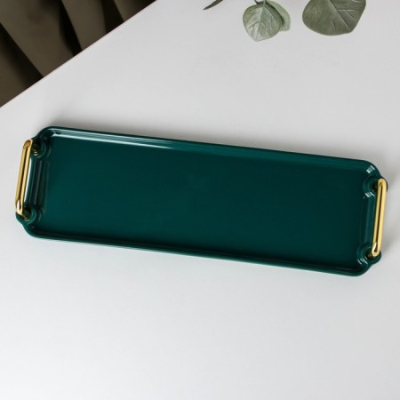 Ceramic dish for serving with handles "Emerald", 33 × 11 cm-1
