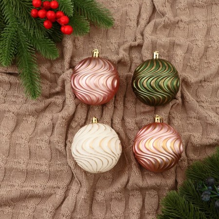 Set of balls plastic D-8 cm, 4 pcs "Shirin" wave, mix