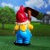 Garden figure "Dwarf with a sign" 18x32x51cm