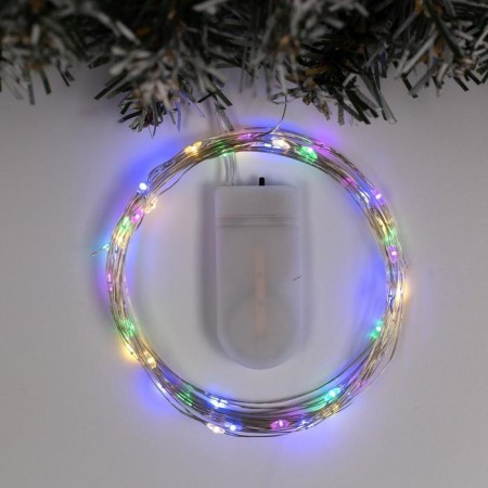 Garland "thread" 5 m Rosa, IP20, silver thread, 50 LED, glow of multi, CR2032x2