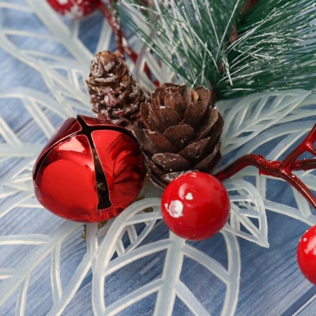 Christmas tree decoration "Festive flowers" (set 2 pcs) berries, 13 cm, white-2
