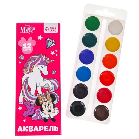 Honey watercolor in a cardboard box, 12 colors, without a brush, Minnie Mouse-6