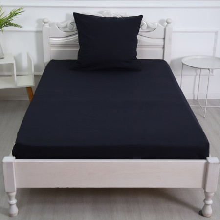 Set 1.5sp black 8-3 (sheet 150x215cm, pillowcase 70x70cm) calico, 120g/m, HL100%-1