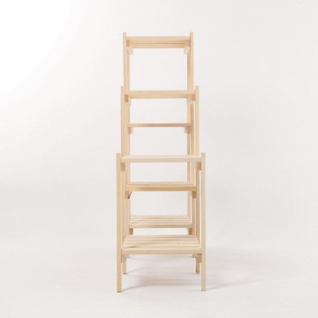 Wooden rack reinforced, 3 sections, screw connection, adjustable shelves 99.6x122x31-2
