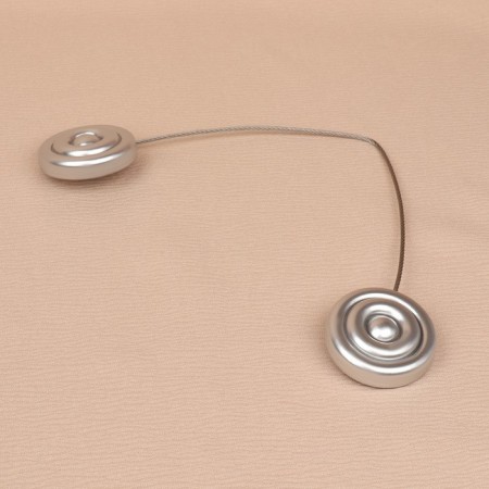 Picking for curtains "Round Snail", D = 4.5 cm, 24 cm, silver color-1