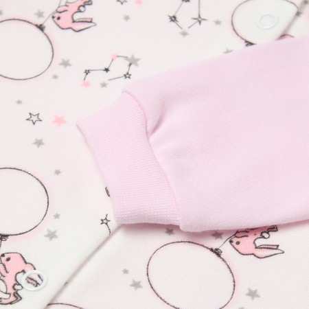 Details for children with open legs, pink color/hares, height 74-2