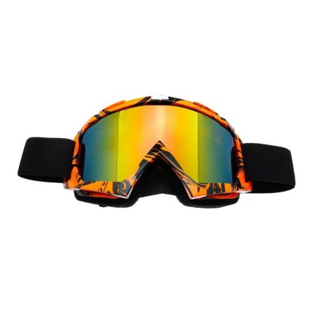 Glass-mask for motorcycle driving, blue-hameleon glass, orange-black color, OM-7