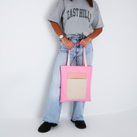 A chopper bag with a “minimum” pocket, peach color, 40 x 35cm-2